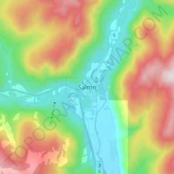Salmo topographic map, elevation, terrain