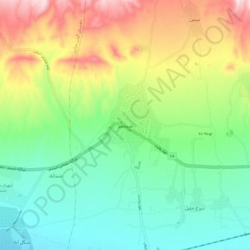 Shabistar topographic map, elevation, terrain