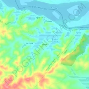 Pontal topographic map, elevation, terrain