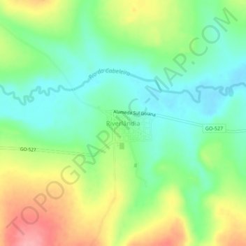 Riverlândia topographic map, elevation, terrain