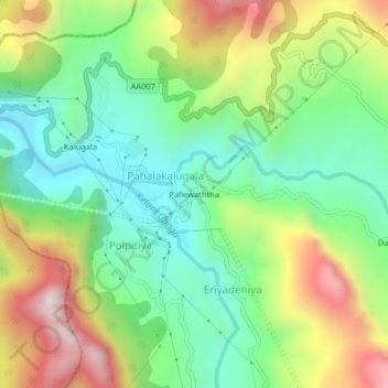 Pallewaththa topographic map, elevation, terrain