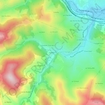 Gantillon topographic map, elevation, terrain
