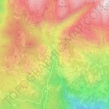 Cascata do Arado topographic map, elevation, terrain