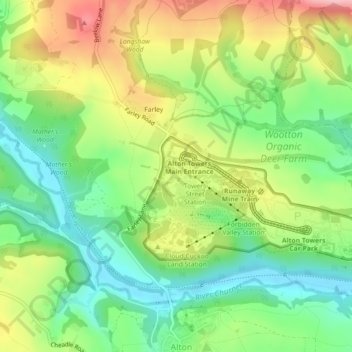 CBeebies Land topographic map, elevation, terrain