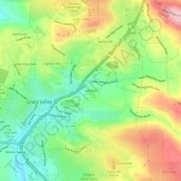 Hills Flat topographic map, elevation, terrain