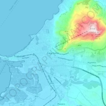 Casa Santa topographic map, elevation, terrain