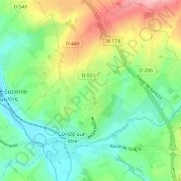 Le Mesnil Grimault topographic map, elevation, terrain