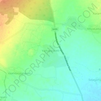 Vadugappatti topographic map, elevation, terrain
