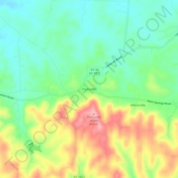 Parksville topographic map, elevation, terrain