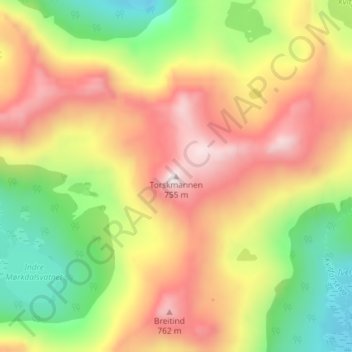 Torskmannen topographic map, elevation, terrain