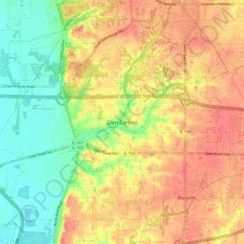 Glen Carbon topographic map, elevation, terrain
