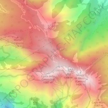 Sorgente Acqua Santa topographic map, elevation, terrain