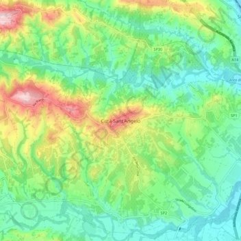 Città Sant'Angelo topographic map, elevation, terrain
