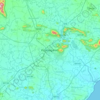 Vizianagaram topographic map, elevation, terrain