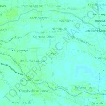 Udaiyalur topographic map, elevation, terrain