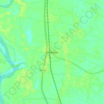 Beldanga topographic map, elevation, terrain