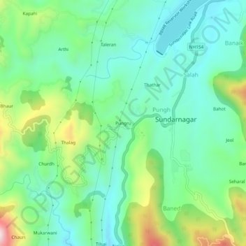 Pungru topographic map, elevation, terrain