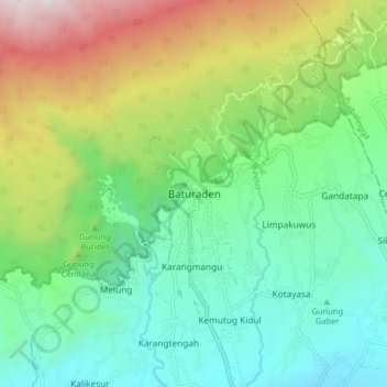 Baturaden topographic map, elevation, terrain