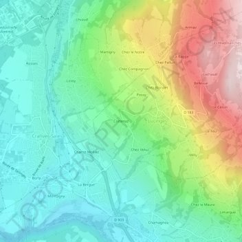 Cortenaz topographic map, elevation, terrain