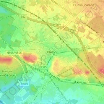 Blaton topographic map, elevation, terrain