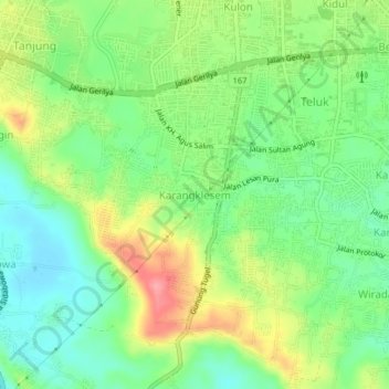 Karangklesem topographic map, elevation, terrain