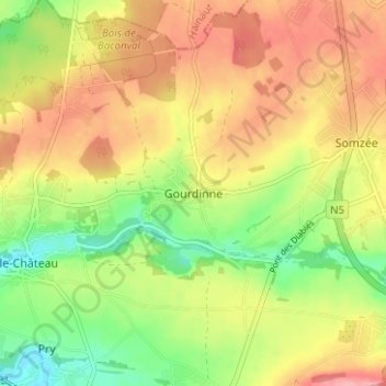 Gourdinne topographic map, elevation, terrain