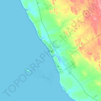 Al Wajh topographic map, elevation, terrain