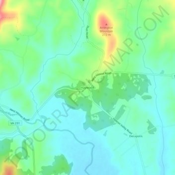 Haywood topographic map, elevation, terrain