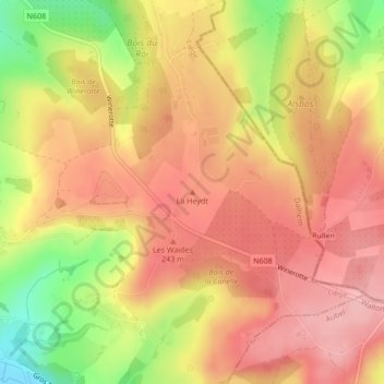 La Heydt topographic map, elevation, terrain