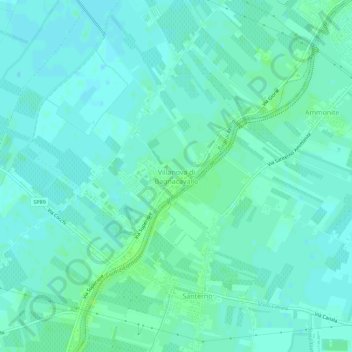 Villanova di Bagnacavallo topographic map, elevation, terrain