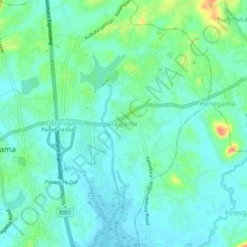 Raigama topographic map, elevation, terrain