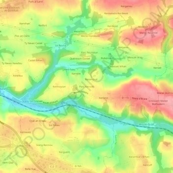 Parc Keristin topographic map, elevation, terrain