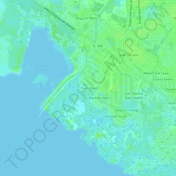 Palm Bay topographic map, elevation, terrain