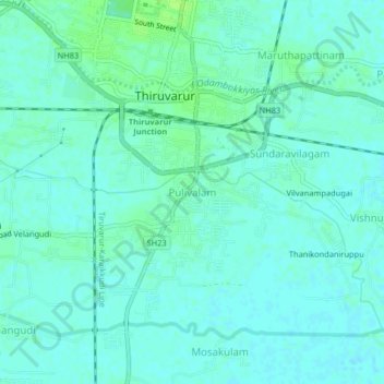 Pulivalam topographic map, elevation, terrain