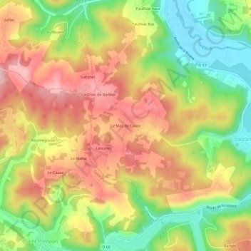 Le Mas de Cause topographic map, elevation, terrain