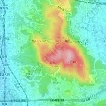 Kusuri-ryoku no taki topographic map, elevation, terrain