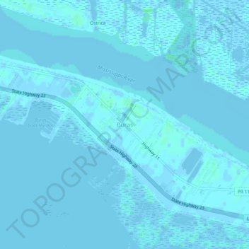 Buras topographic map, elevation, terrain