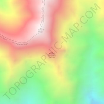 Picacho del Diablo topographic map, elevation, terrain