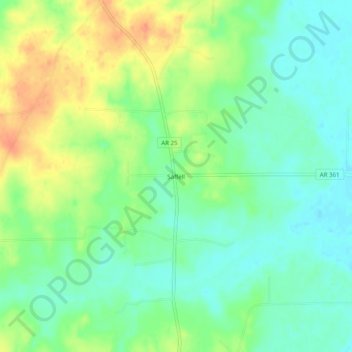 Saffell topographic map, elevation, terrain