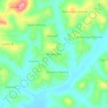 Rwekinena topographic map, elevation, terrain
