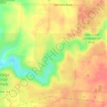 Rock Bridge Memorial State Park topographic map, elevation, terrain