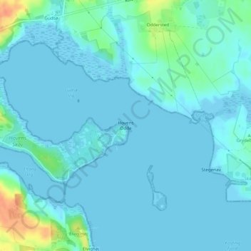 Hovens Odde topographic map, elevation, terrain