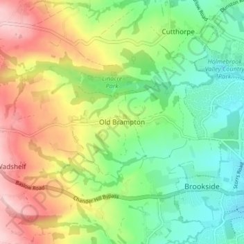 Old Brampton topographic map, elevation, terrain