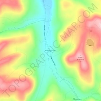 Bentley Creek topographic map, elevation, terrain