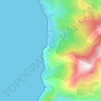 Nonza topographic map, elevation, terrain