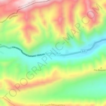 Río Cocollar topographic map, elevation, terrain