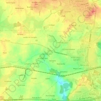 Béléan topographic map, elevation, terrain