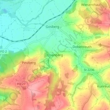 Elsenberg topographic map, elevation, terrain