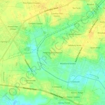Newington Plantation topographic map, elevation, terrain