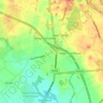 Tabley topographic map, elevation, terrain